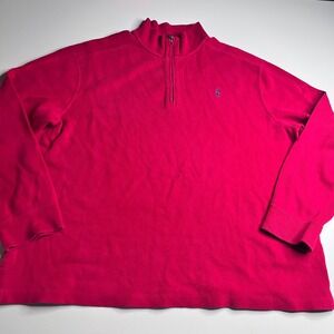 Polo Ralph Lauren Mens XXL Red Ribbed Cotton Quarter Zip Pullover Sweater Pony